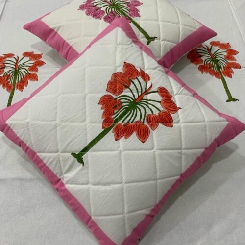 Tokai Home Premium Cremon Hand-block print quilted cushion covers