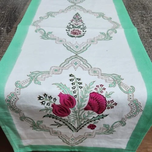 Tokai home Lilly hand block printed table runner