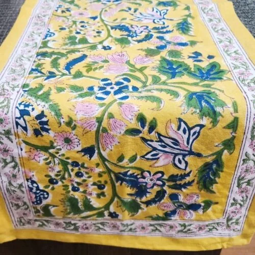 Tokai home Marigold hand block printed table runner
