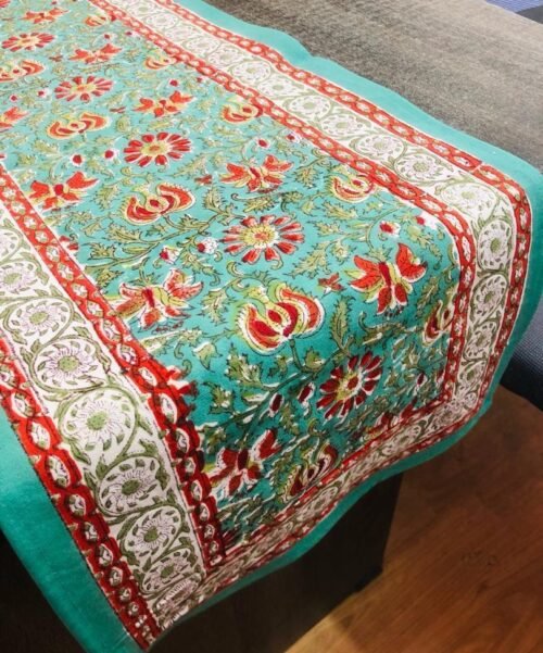 Tokai home Ruby Rose hand block printed table runner