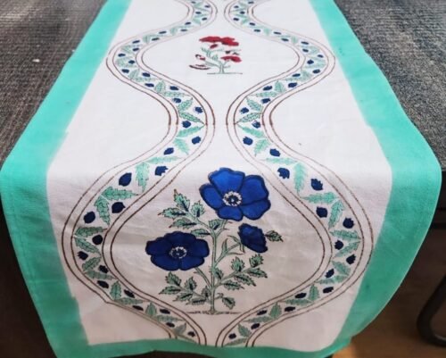 Tokai home Nigella hand block printed table runner