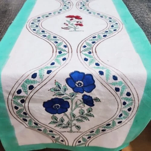 Tokai home Nigella hand block printed table runner