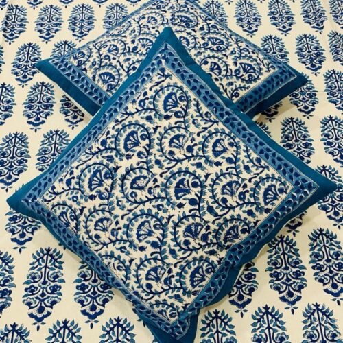 Tokai Home Premium Chicory Hand-block print quilted cushion covers