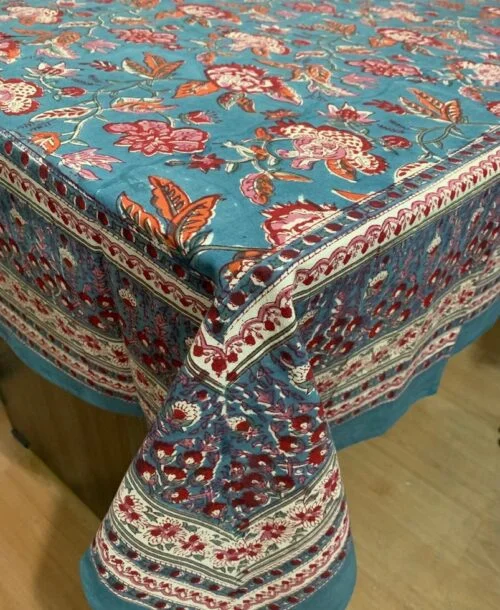 Tokai Home Premium Lobelia Hand-Block Print Table Cloth