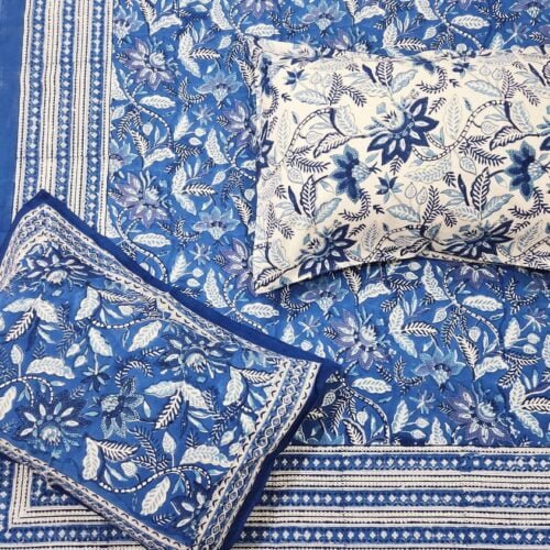 Tokai Home Hand block printed cotton Super King Size Bed Sheet ( with pillow cover) 48