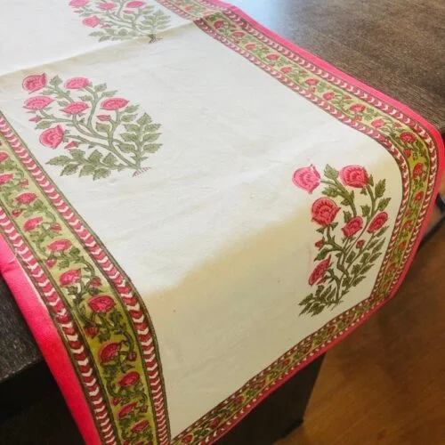 Tokai home Azalea hand block printed table runner
