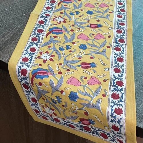 Tokai home Daffodil hand block printed table runner