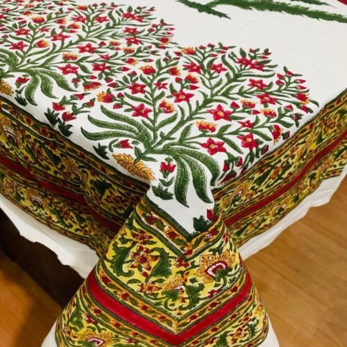 Tokai Home Premium Moonflower Hand-Block Print Table Cloth