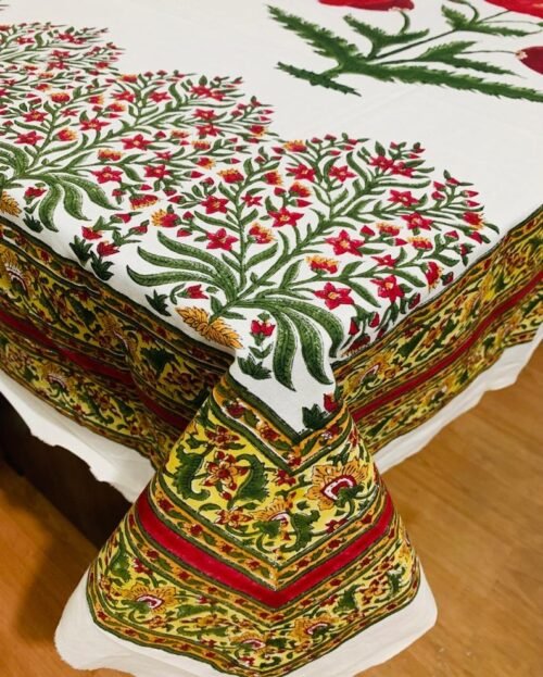 Tokai Home Premium Moonflower Hand-Block Print Table Cloth