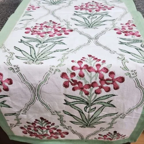 Tokai home Cosmos hand block printed table runner