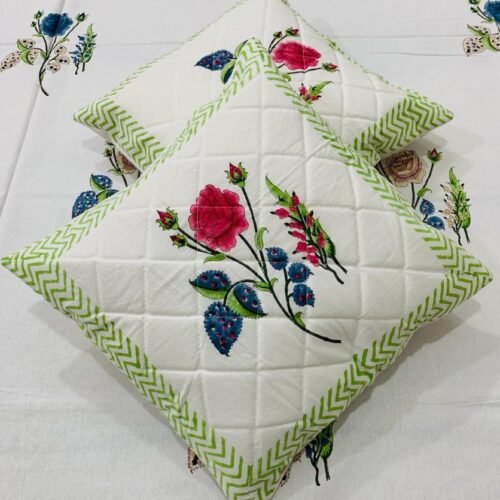 Tokai Home Premium Freesia Hand-block print quilted cushion covers