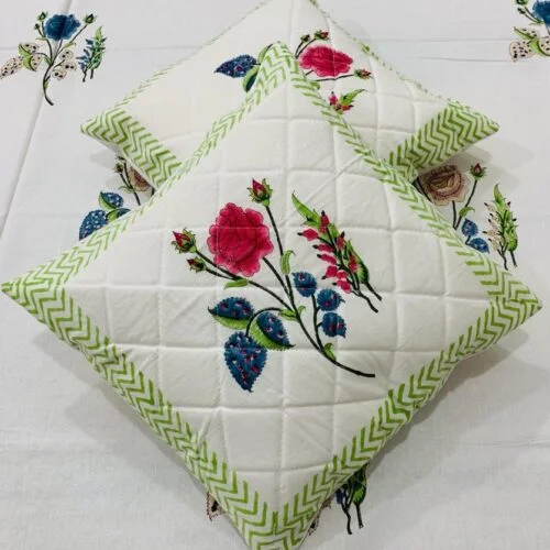 Tokai Home Premium Freesia Hand-block print quilted cushion covers