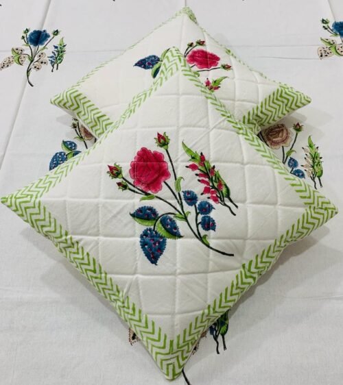 Tokai Home Premium Freesia Hand-block print quilted cushion covers