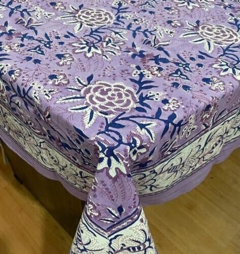 Tokai Home Premium Lilac Hand-block print Table Cloth