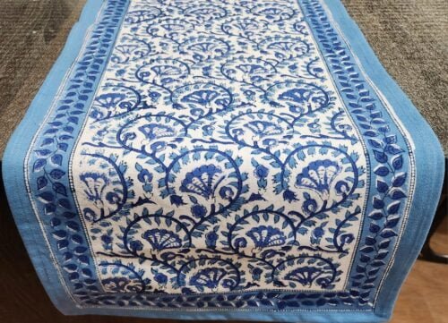 Tokai home Moon Daisy hand block printed table runner