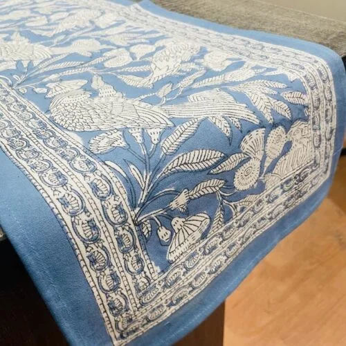 Tokai home Bluebell hand block printed table runner