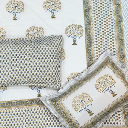 Tokai Home Hand block printed cotton Super King Size Bed Sheet ( with pillow cover) 43
