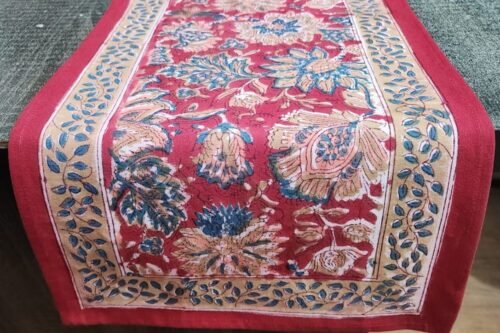 Tokai home Begonia hand block printed table runner