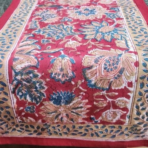 Tokai home Begonia hand block printed table runner