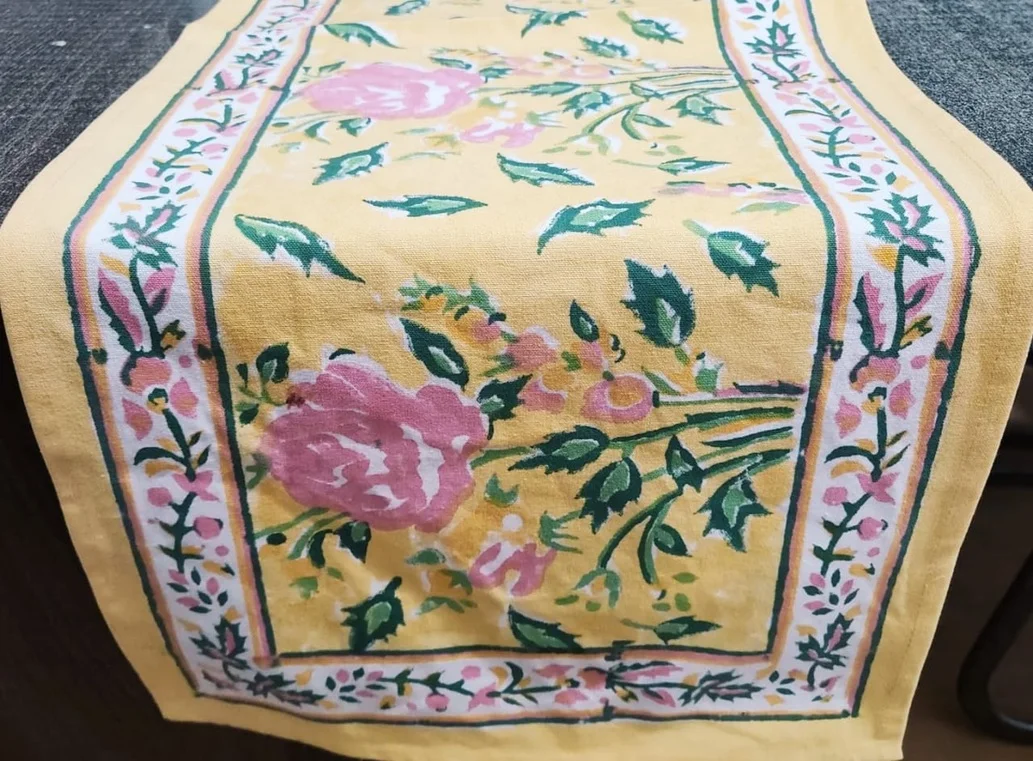 Tokai home Forsythia hand block printed table runner