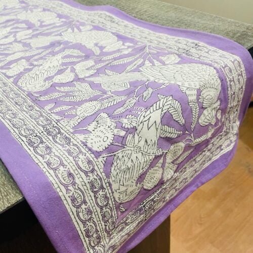 Tokai home Lavender hand block printed table runner