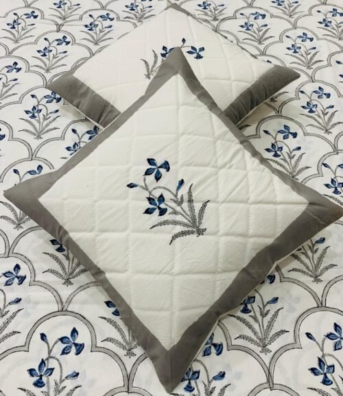 Tokai Home Premium Silver Sage Hand-block print quilted cushion covers