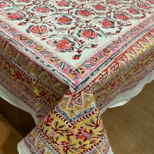 Tokai Home Premium Tithonia Hand-Block Print Table Cloth