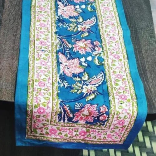 Tokai home Blue Flax hand block printed table runner