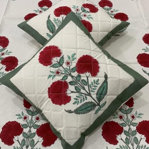 Tokai Home Premium Alcea Hand-block print quilted cushion covers