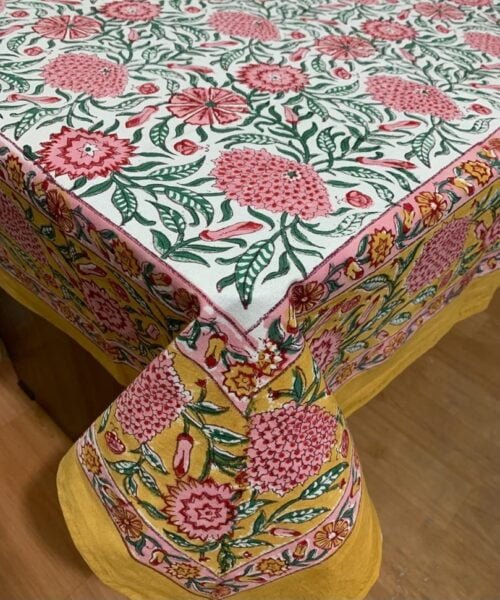 Tokai Home Premium Alyssum Hand-Block Print Table Cloth