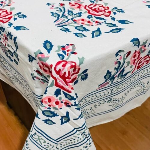 Tokai Home Premium Bergenia Hand-Block Print Table Cloth