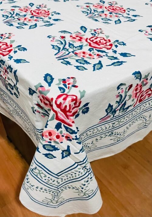 Tokai Home Premium Bergenia Hand-Block Print Table Cloth