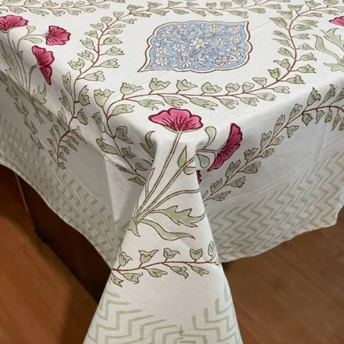Tokai Home Premium Candytuft Hand-Block Print Table Cloth