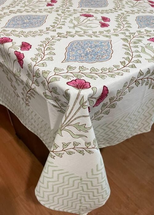 Tokai Home Premium Candytuft Hand-Block Print Table Cloth