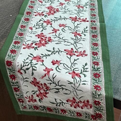 Tokai home Mediterranean Spurge hand block printed table runner