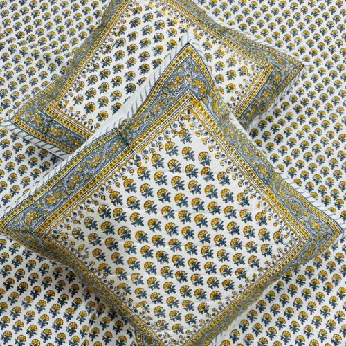 Tokai Home Premium Buttercup Hand-block print quilted cushion covers