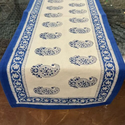 Tokai home Blue Crown Hand block printed Table Runner