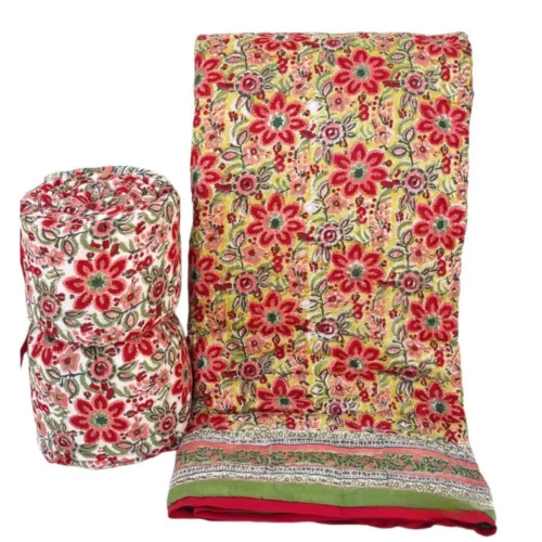 Tokai Home Premium Hand-block print Double Bed Reversible Rajai/ Quilt (90*108) 10