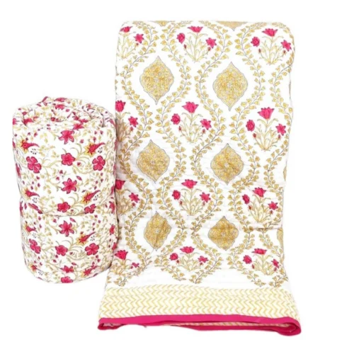 Tokai Home Premium Hand-block print Double Bed Reversible Rajai/ Quilt (90*108) 13