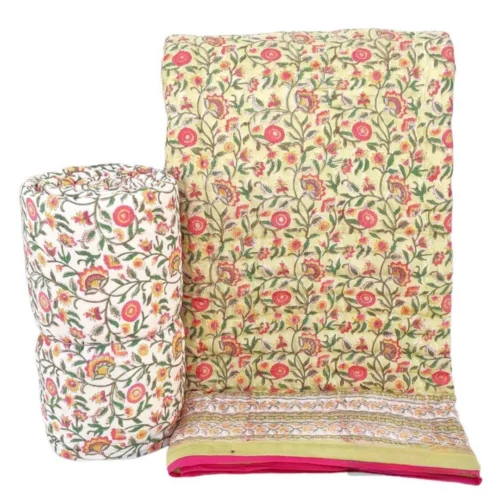 Tokai Home Premium Hand-block print Double Bed Reversible Rajai/ Quilt (90*108) 14