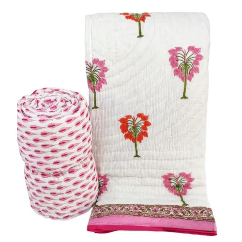 Tokai Home Premium Hand-block print Double Bed Reversible Rajai/ Quilt (90*108) 20
