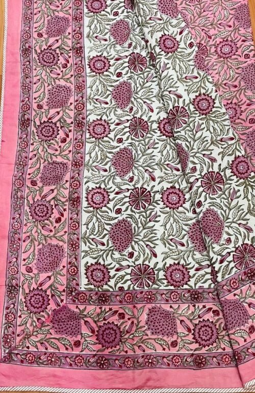 Tokai Home Amaranth Double Bed, Hand block printed, Reversible Dohar