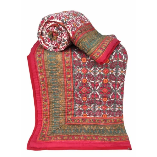 Tokai Home Premium Matsumoto Hand-block print Single Bed Reversible Rajai/ Quilt (60*90)
