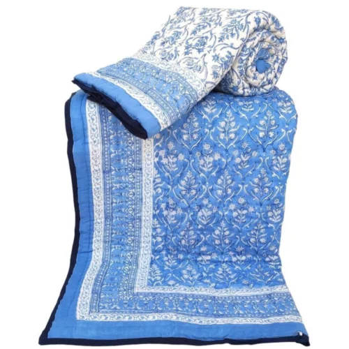 Tokai Home Premium Everlasting Hand-block print Single Bed Reversible Rajai/ Quilt (60*90)