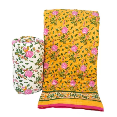 Tokai Home Premium Hand-block print Double Bed Reversible Rajai/ Quilt (90*108) 6