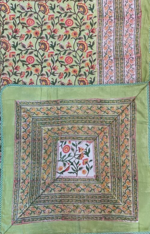 Tokai Home Kassiani Double Bed, Hand block printed, Reversible Dohar