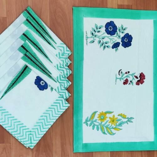 Tokai Home Premium Euphorbia Hand-block print table mats and napkins