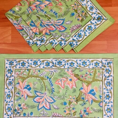 Tokai Home Premium Conbush Hand-block print table mats and napkins