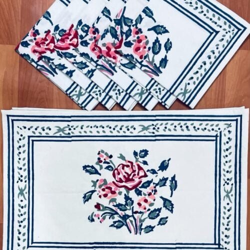 Tokai Home Premium Foxglove Hand-block print table mats and napkins