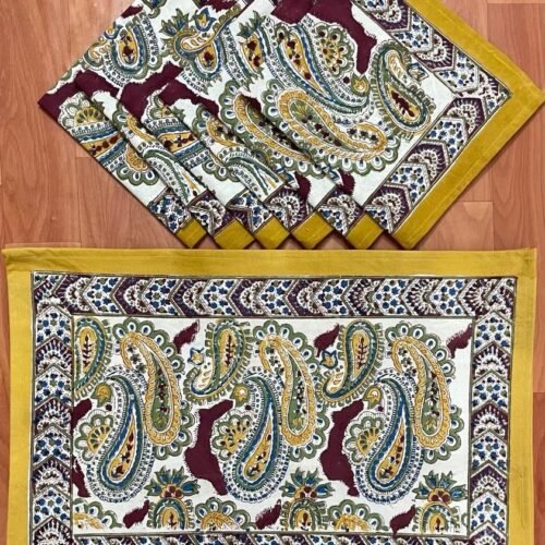Tokai Home Premium Dandelion Hand-block print table mats and napkins